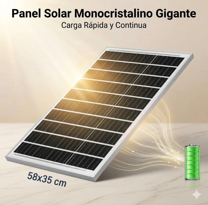 Foco solar LED Olimantech iluminando patio y calle exterior de noche