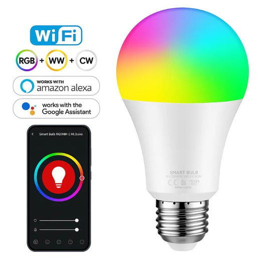 Ampolleta Inteligente WiFi RGB + Blanco Cálido/Frío E27 – Control por Voz y App - Olimantech