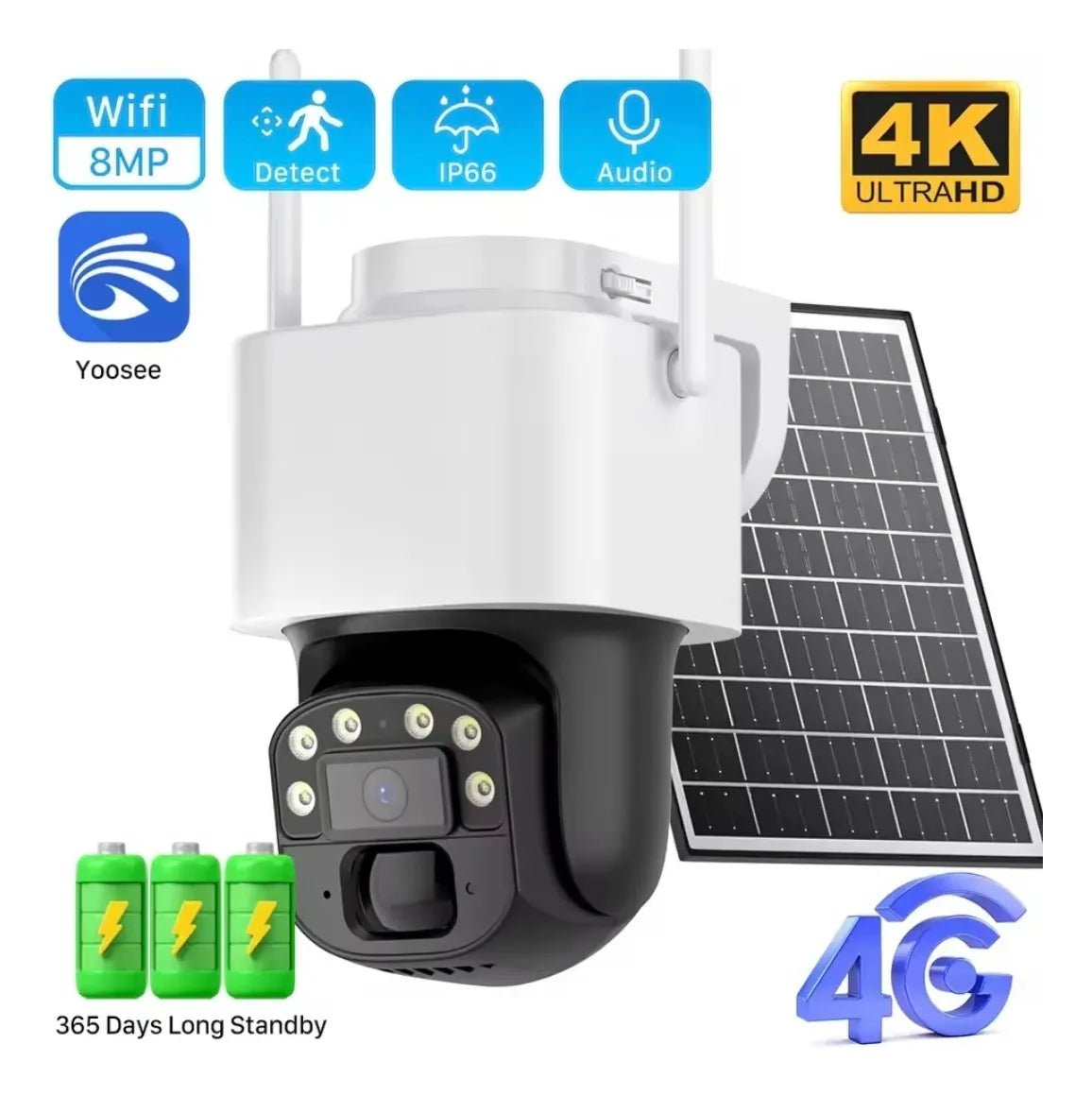 Cámara IP Solar 4G Satelital 8MP PTZ con App Yoosee - Olimantech