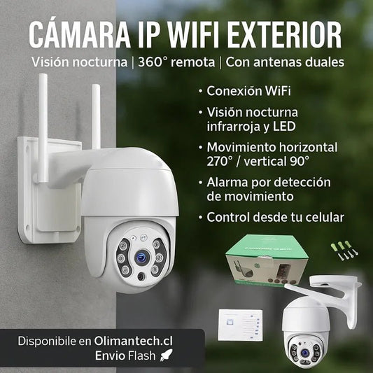 Cámara IP WiFi 360° Exterior con Visión Nocturna HD - Olimantech
