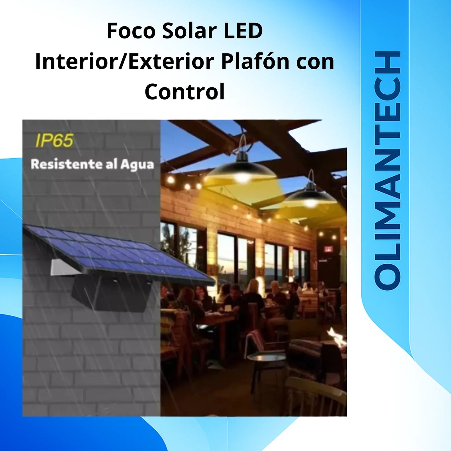 Foco Solar LED Interior/Exterior Plafón con Control - Olimantech