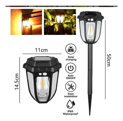 Lámpara Solar Estaca Jardín | Sensor y Luz Cálida LED - Olimantech