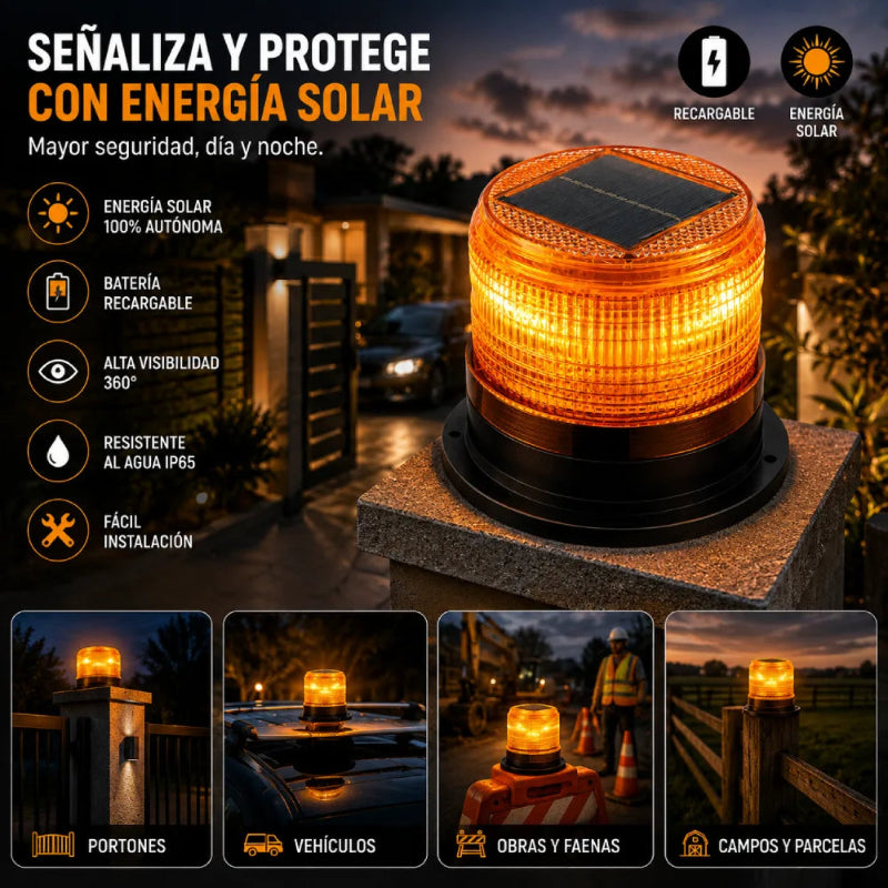 Baliza LED estroboscópica solar recargable resistente al agua y polvo – Olimantech