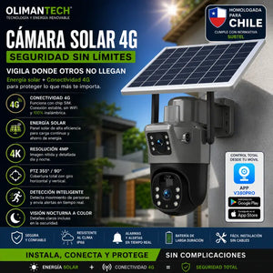 Cámara Solar 4G Doble Lente PTZ homologada Subtel sin WiFi para parcelas – Olimantech