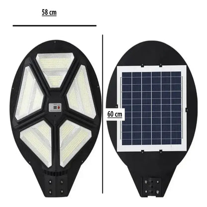Foco solar 500W IP66 resistente a lluvia y polvo, vista del panel solar – Olimantech