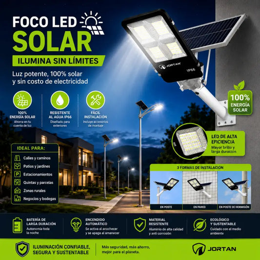Foco Solar LED 300W IP66 – Iluminación Autónoma para Exteriores | +12 Horas | Sin Electricidad