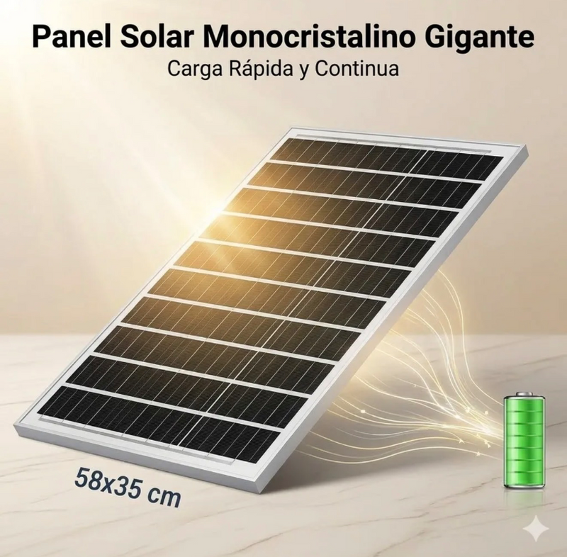 Foco solar LED Olimantech iluminando patio y calle exterior de noche