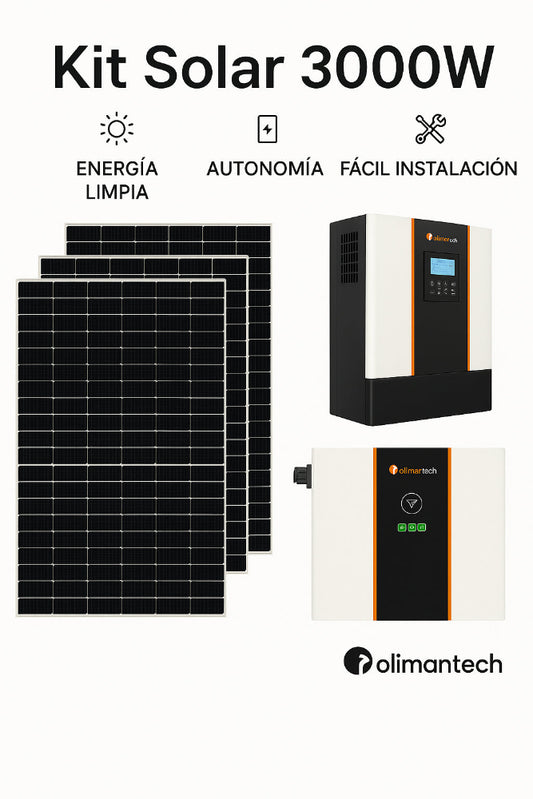 Kit Solar 3000W Olimantech | Inversor 3KW + Batería 5kWh + 5 Paneles 580W