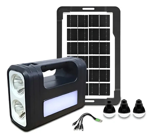 Kit Solar de Emergencia con USB y 2 Ampolletas LED  - Iluminación Portátil y Carga para Dispositivos
