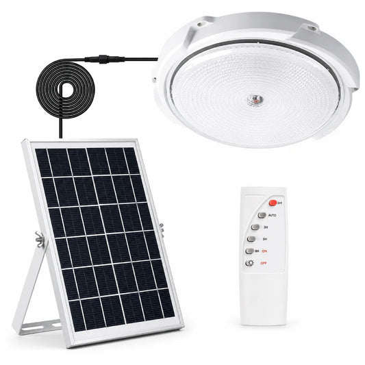 Lámpara plafón solar redonda de techo 800W IP67 con cable 5m y control remoto – Olimantech