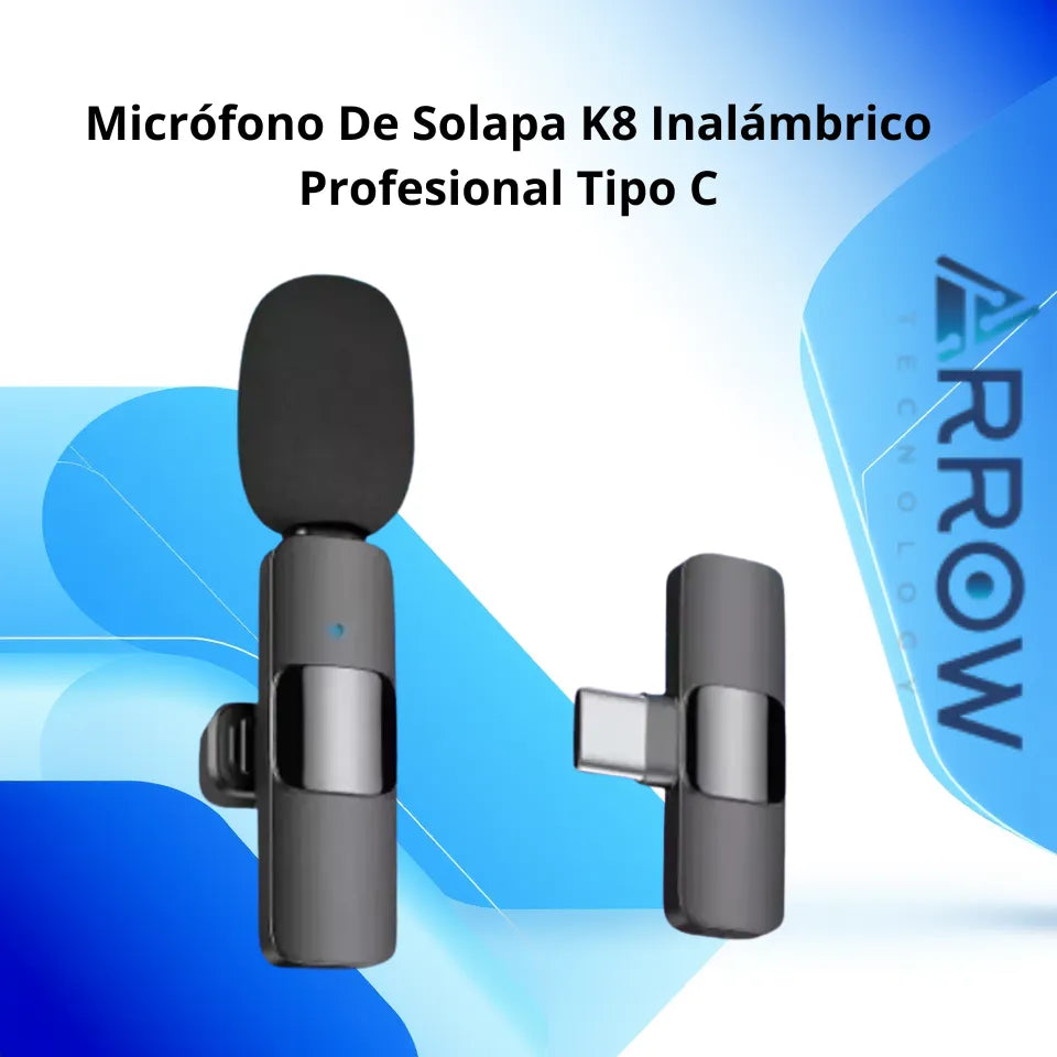 Micrófono de solapa K8 inalámbrico profesional con conector tipo C, ideal para grabaciones y transmisiones de audio de alta calidad en cualquier situación