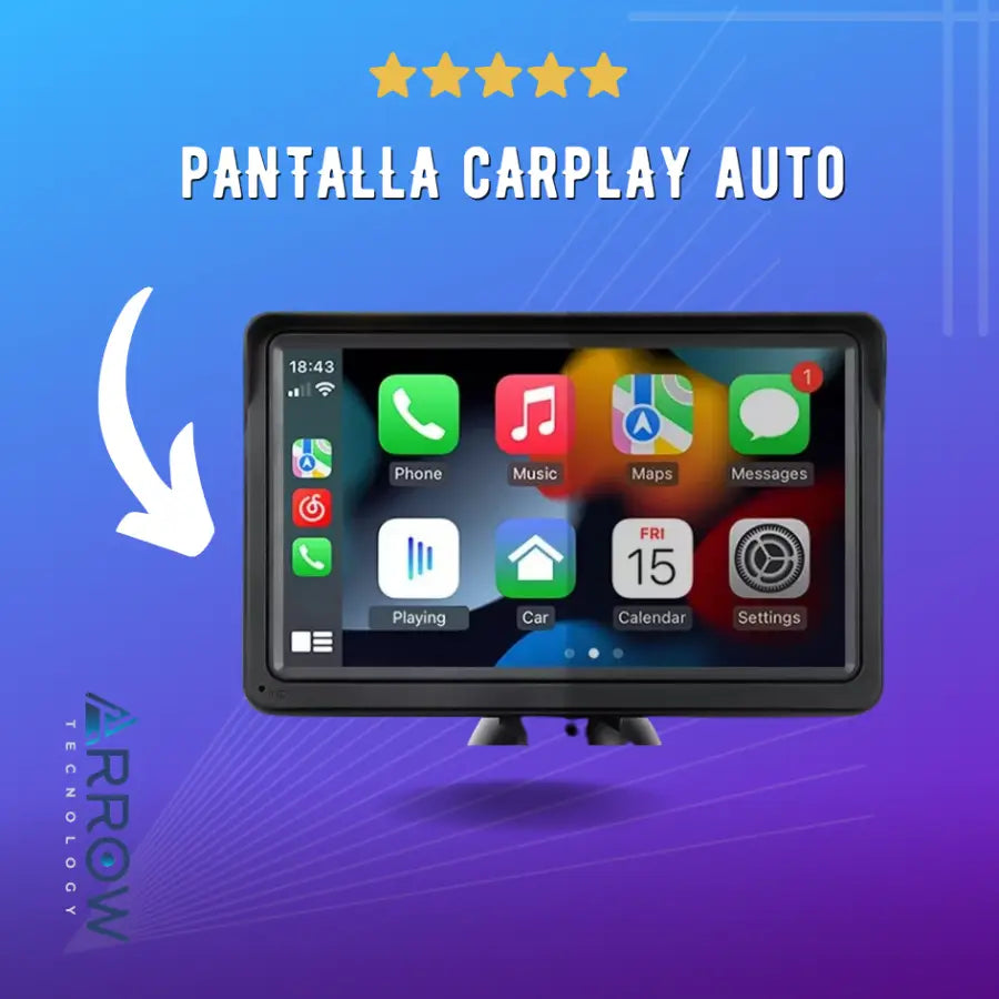 Radio con pantalla compatible con CarPlay y Android Auto, con conexión inalámbrica para facilitar el acceso a aplicaciones y funciones del teléfono inteligente mientras conduce