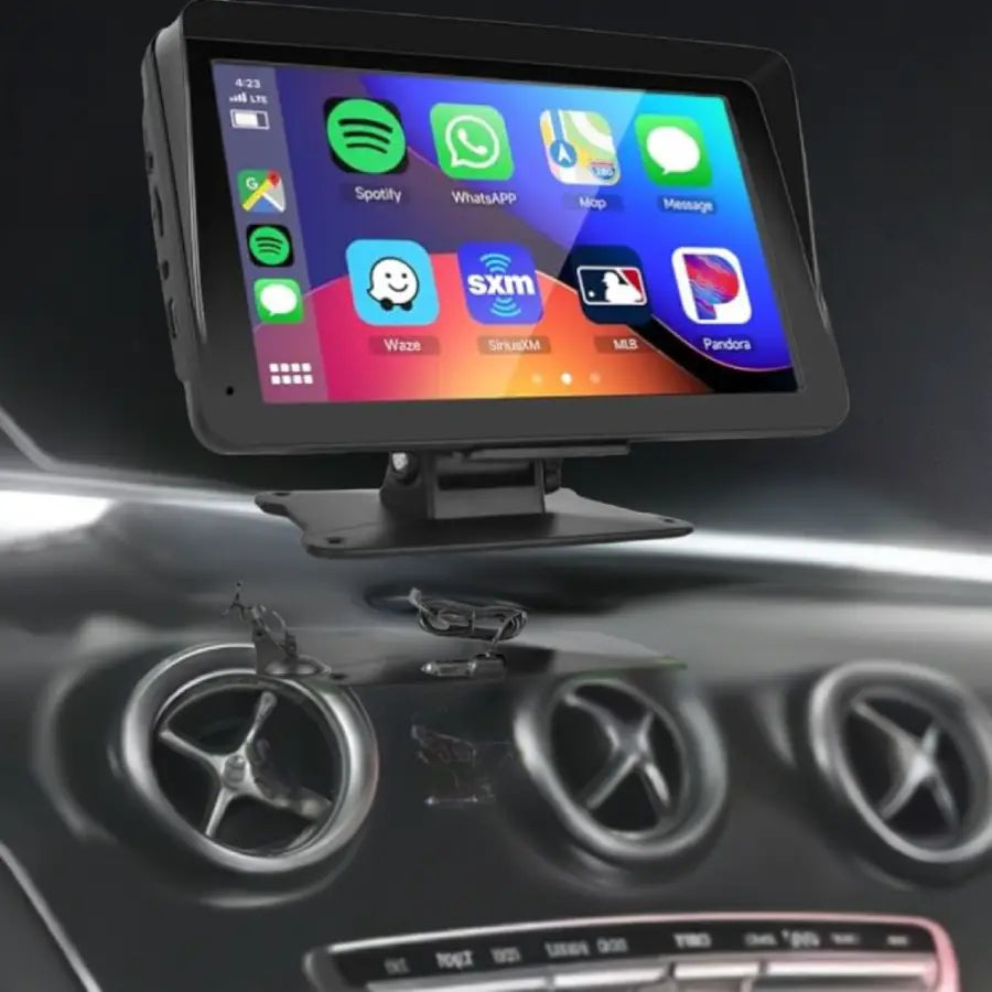 Radio con pantalla compatible con CarPlay y Android Auto, con conexión inalámbrica para facilitar el acceso a aplicaciones y funciones del teléfono inteligente mientras conduce