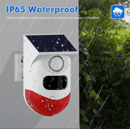 🛡️ Alarma Solar Exterior con Sensor PIR, 120dB y Control Remoto – Seguridad Autónoma y Sin Cables - Olimantech