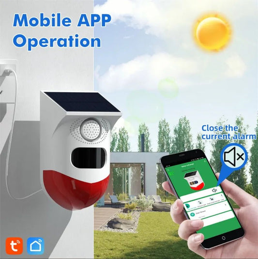 📣 Alarma Solar Inteligente con WiFi, Sensor PIR y Control Remoto – Seguridad Autónoma para Exteriores - Olimantech