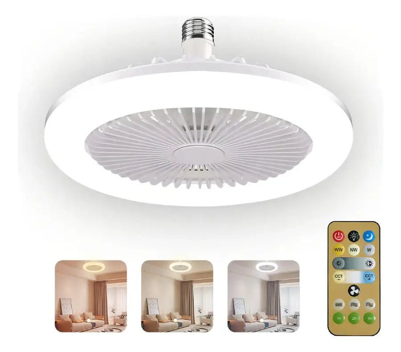 Ventilador y luz en una ampolleta LED 24W E27 ahorro energía hogar – Olimantech
