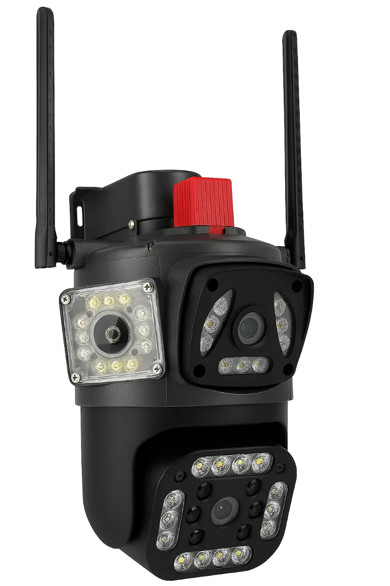 Cámara IP WiFi Z16 Triple Lente con 56 LED y Baliza Disuasiva | Seguridad Inteligente V360 App - Olimantech