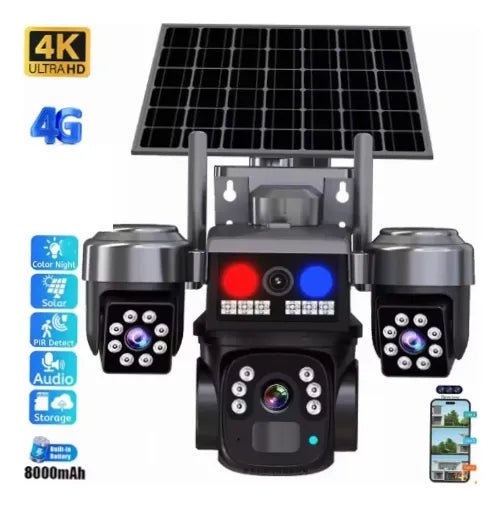 Cámara Solar 4G Triple Lente con Chip YOOSEE | Sin WiFi - Olimantech