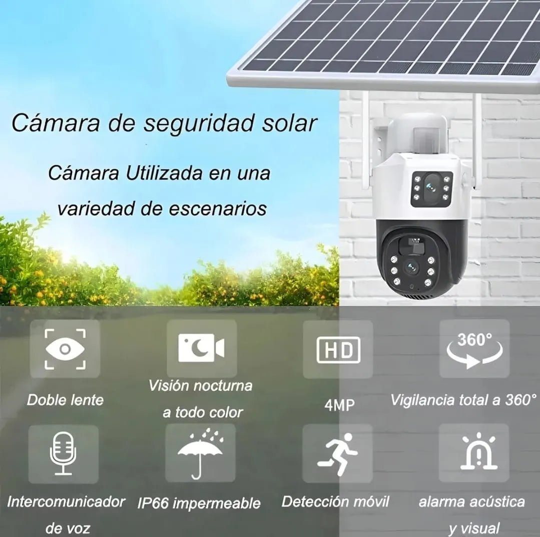 Cámara Solar WiFi 4K Visión 360° | Sin Cables