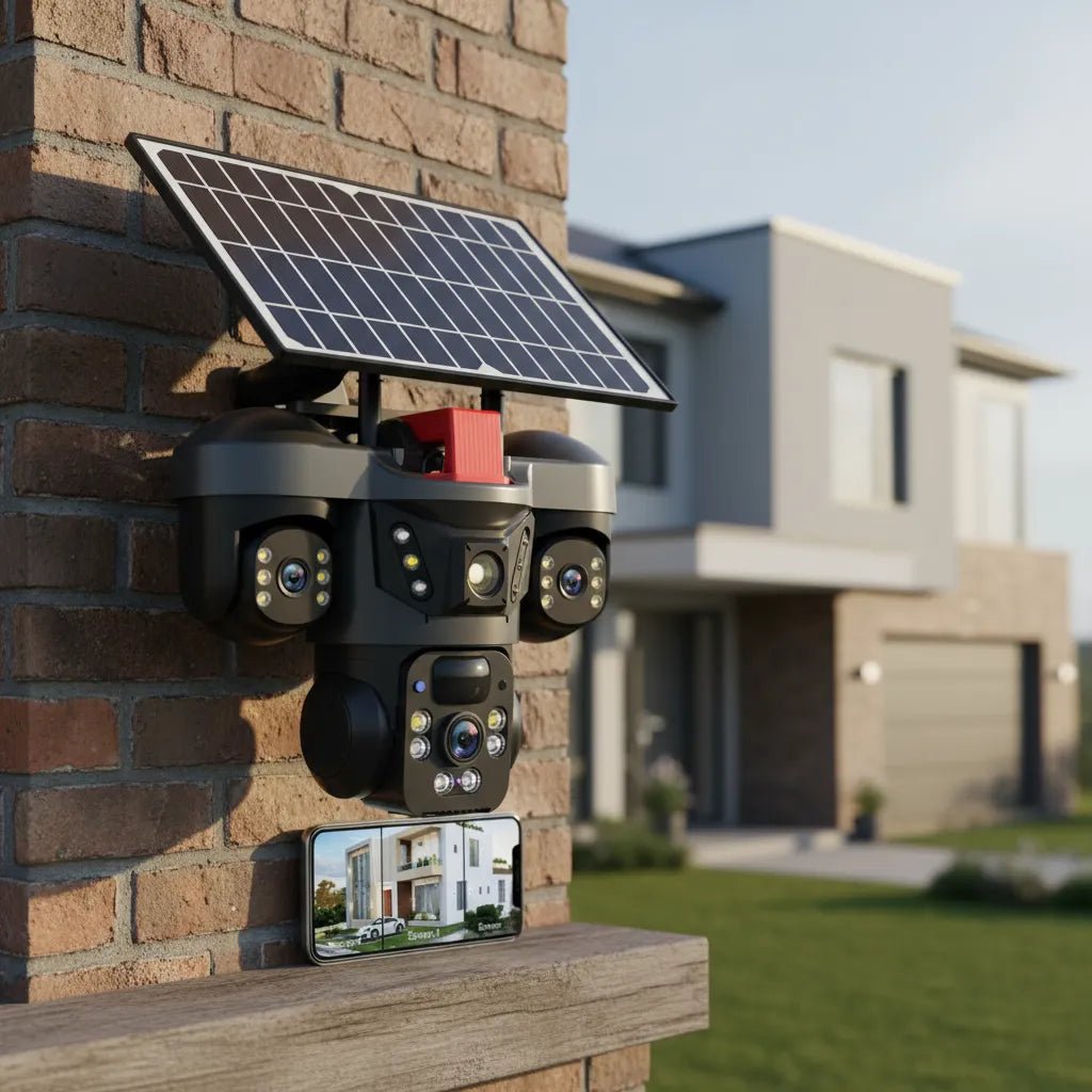 Cámara Solar WiFi Triple Lente HD PTZ – Seguridad Total 360° - Olimantech