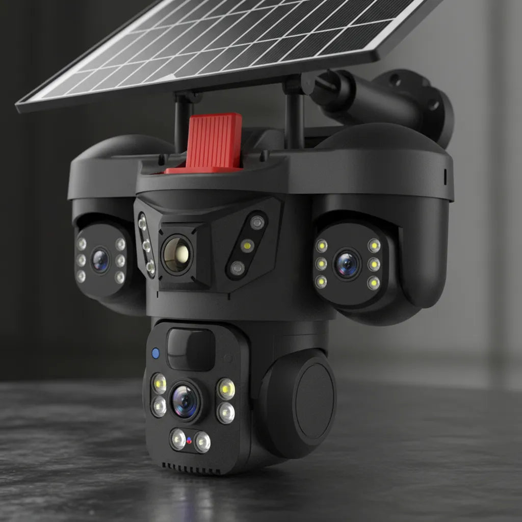 Cámara Solar WiFi Triple Lente HD PTZ – Seguridad Total 360° - Olimantech