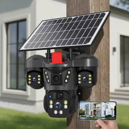 Cámara Solar WiFi Triple Lente HD PTZ – Seguridad Total 360° - Olimantech