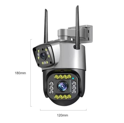 Cámara WiFi Exterior Full HD con Alarma, Luz y Doble Lente - Olimantech