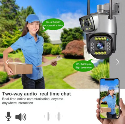 Cámara WiFi Exterior Full HD con Alarma, Luz y Doble Lente - Olimantech