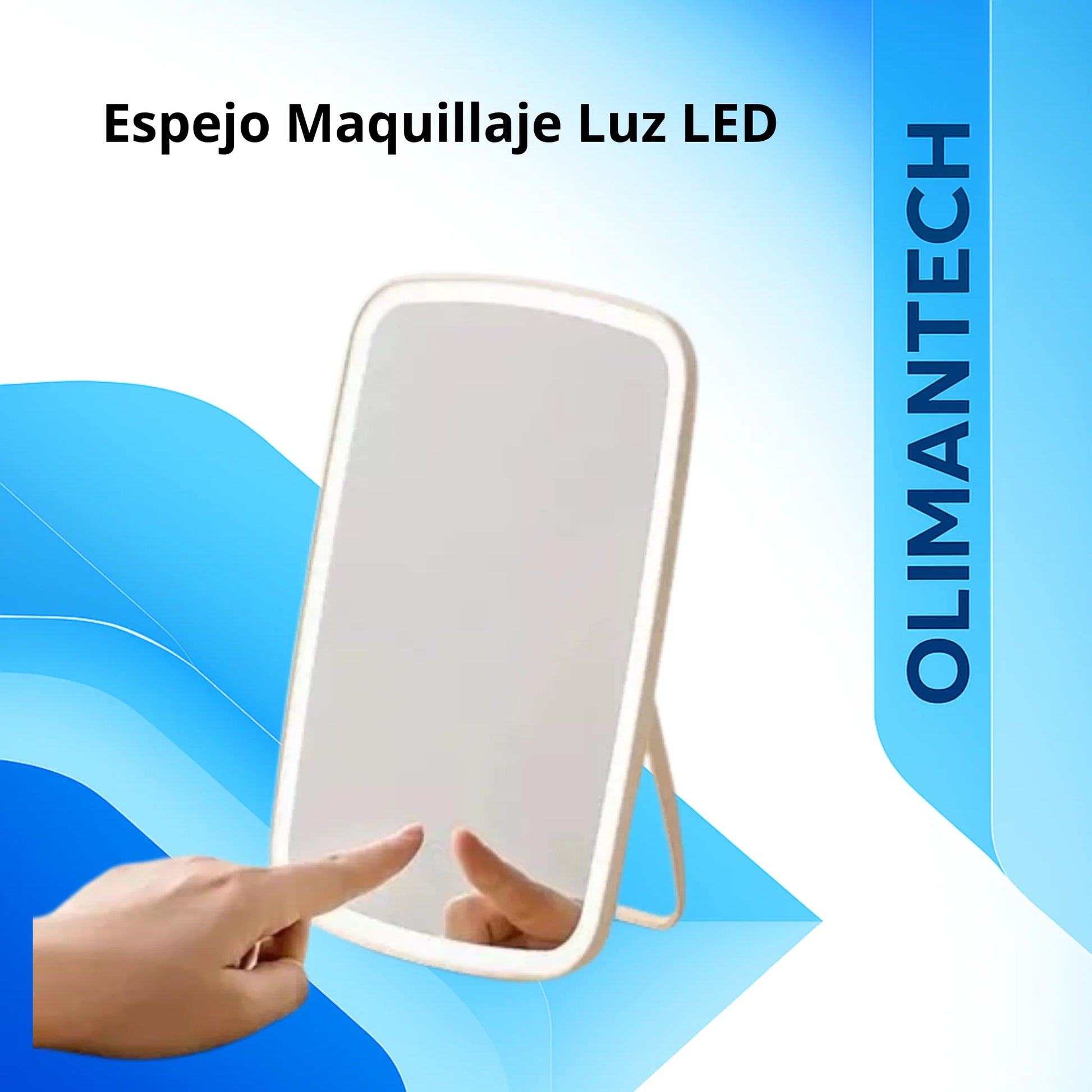 Espejo de maquillaje con luz LED portátil , aumento 10X y batería recargable con USB-C
