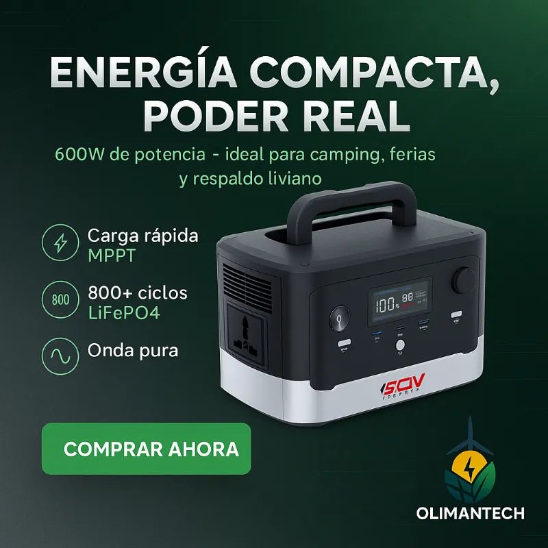Puertos de carga MARXON G600 USB AC DC solar camping y corte de luz – Olimantech