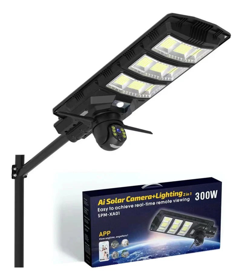 Foco Solar 300W con Cámara WiFi 2MP HD | 2 en 1 Solar - Olimantech