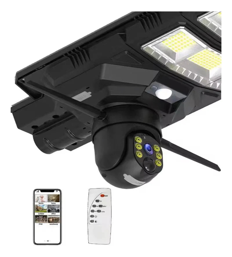 Foco Solar 300W con Cámara WiFi 2MP HD | 2 en 1 Solar - Olimantech