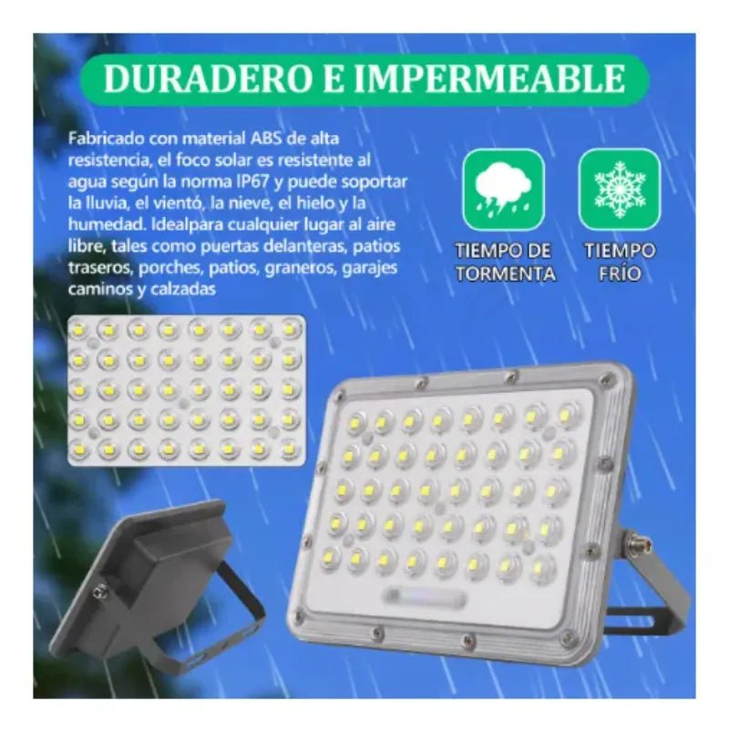 Foco Solar LED 1000W con Panel y Control Remoto | Luz Fría IP65 Exterior - Olimantech