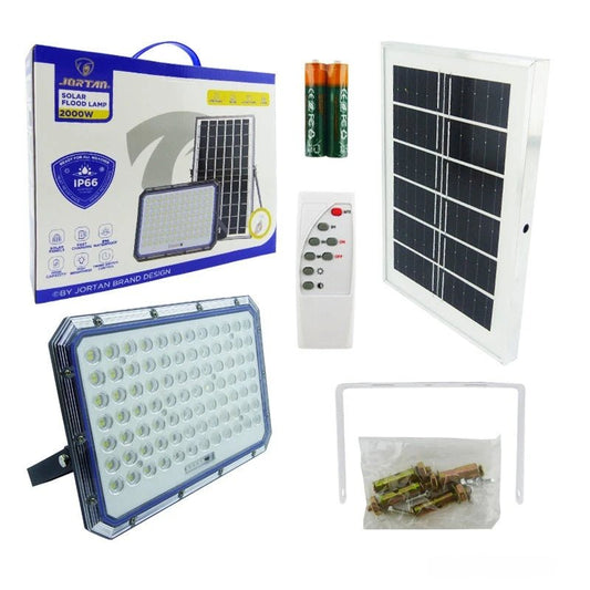 Foco Solar LED 2000W con Panel y Control Remoto | Luz Fría IP66 Exterior - Olimantech