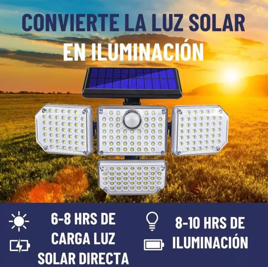 Foco Solar LED Premium con Sensor PIR 200LM | 3 Modos de Iluminación Exterior IP65 - Olimantech