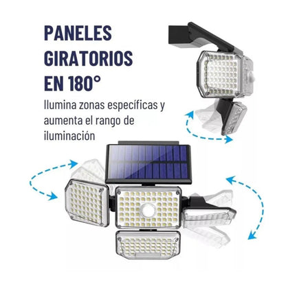 Foco Solar LED Premium con Sensor PIR 200LM | 3 Modos de Iluminación Exterior IP65 - Olimantech
