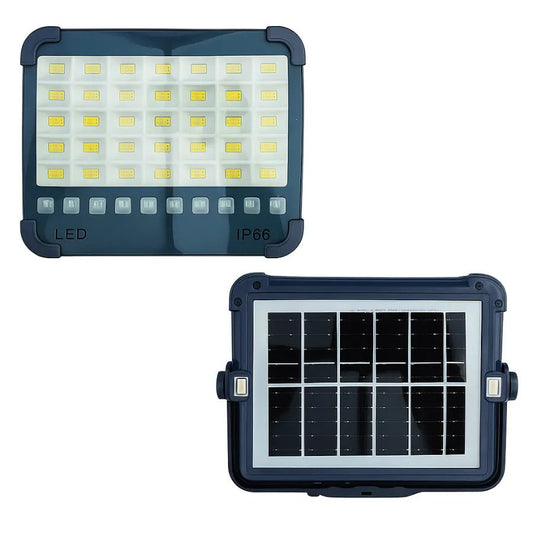 Foco Solar Portátil 300 LED 2000W con Doble Color, USB y Imán | Emergencias, Camping y Jardín - Olimantech
