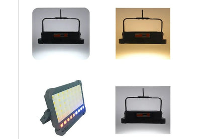 Foco Solar Portátil 300 LED 2000W con Doble Color, USB y Imán | Emergencias, Camping y Jardín - Olimantech