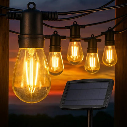 Guirnalda Solar LED 10 Metros con 10 Ampolletas de Luz Cálida para Exterior - Olimantech