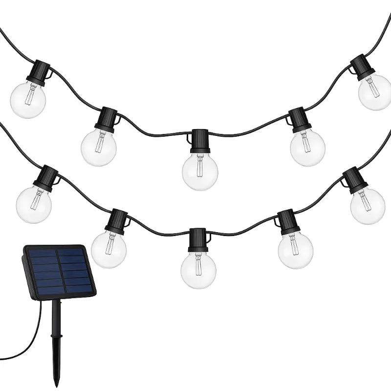 Guirnalda Solar LED 7.5m con 20 Ampolletas | Exterior IP65 - Olimantech
