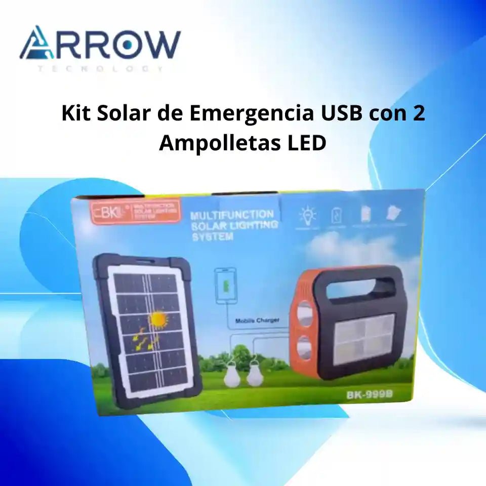 Kit Solar de Emergencia USB con 2 Ampolletas LED | Iluminación Portátil y Carga para Dispositivos - Olimantech