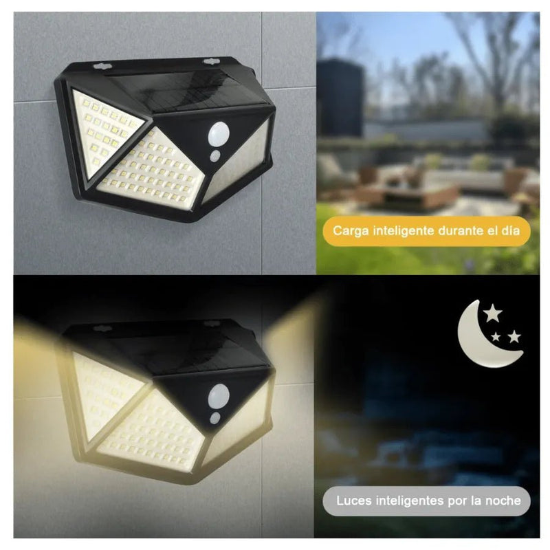 Sensor de movimiento lámpara solar 100 LED detección hasta 8 metros – Olimantech