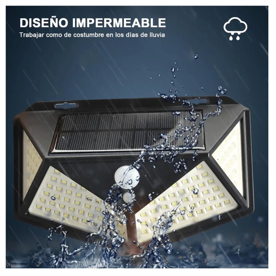Lámpara Solar 100 LED Luces con Sensor de Movimiento | Exterior - Olimantech