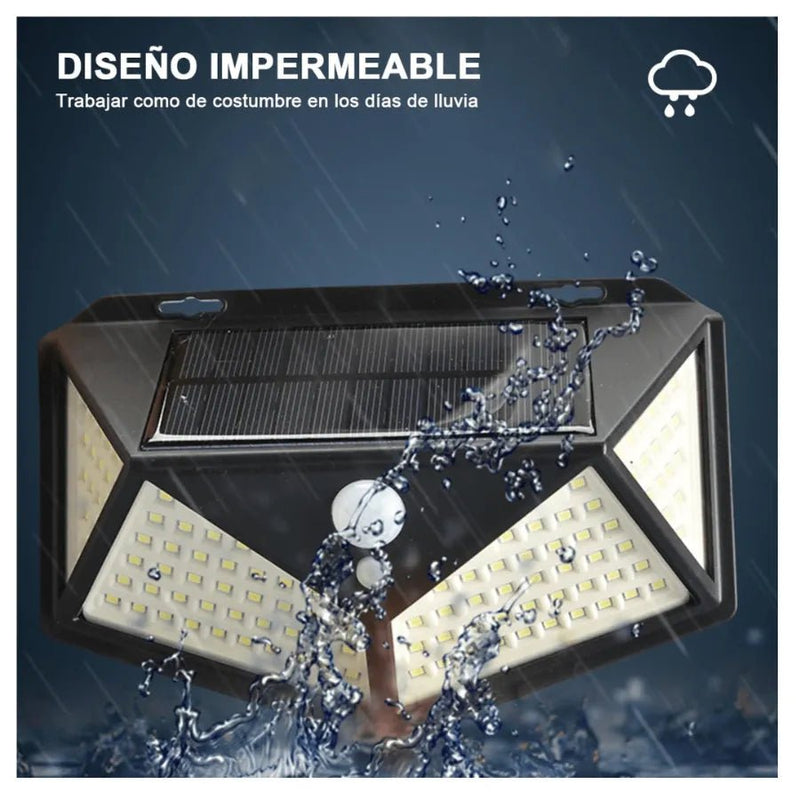Panel solar lámpara 100 LED IP65 resistente lluvia y polvo exterior Chile – Olimantech