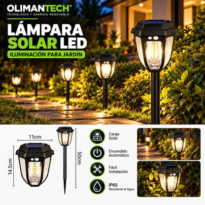 Pack 3 Lámparas Solares LED con Estaca Jardín, luz cálida retro – Olimantech