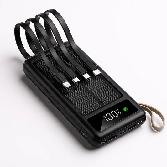 Power Bank Solar 10000mAh con Pantalla y Cables - Olimantech
