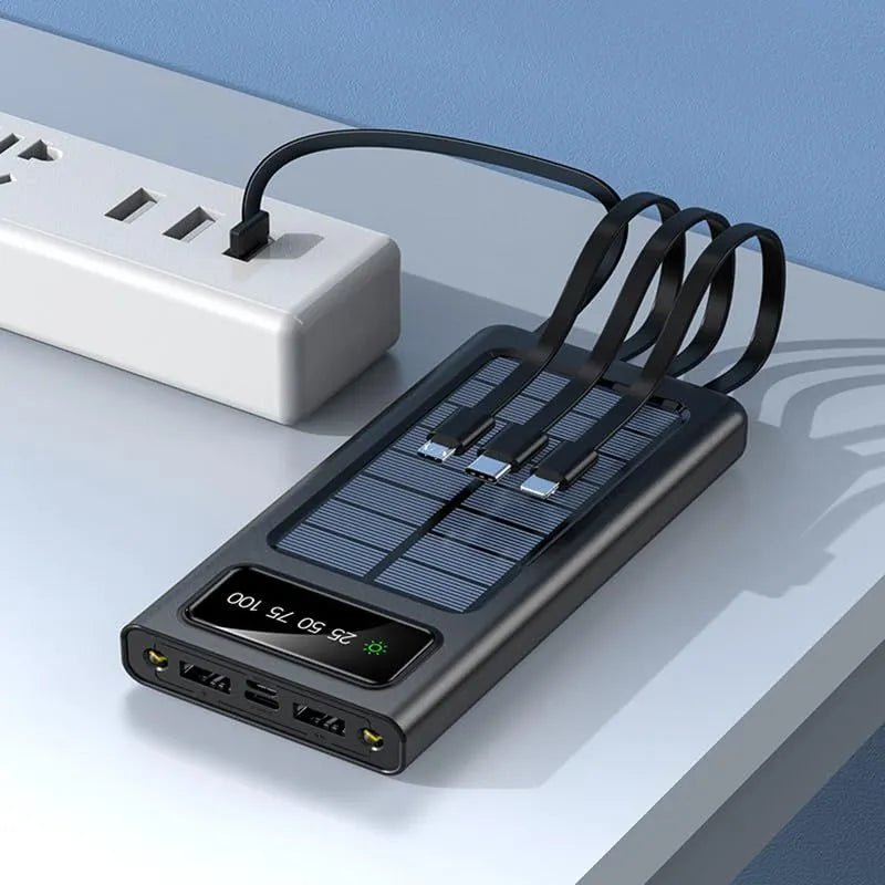 Power Bank Solar 10000mAh con Pantalla y Cables - Olimantech