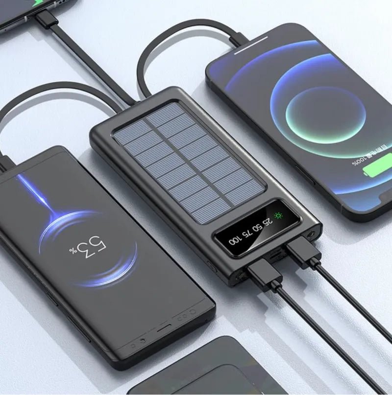Power Bank Solar 10000mAh con Pantalla y Cables - Olimantech