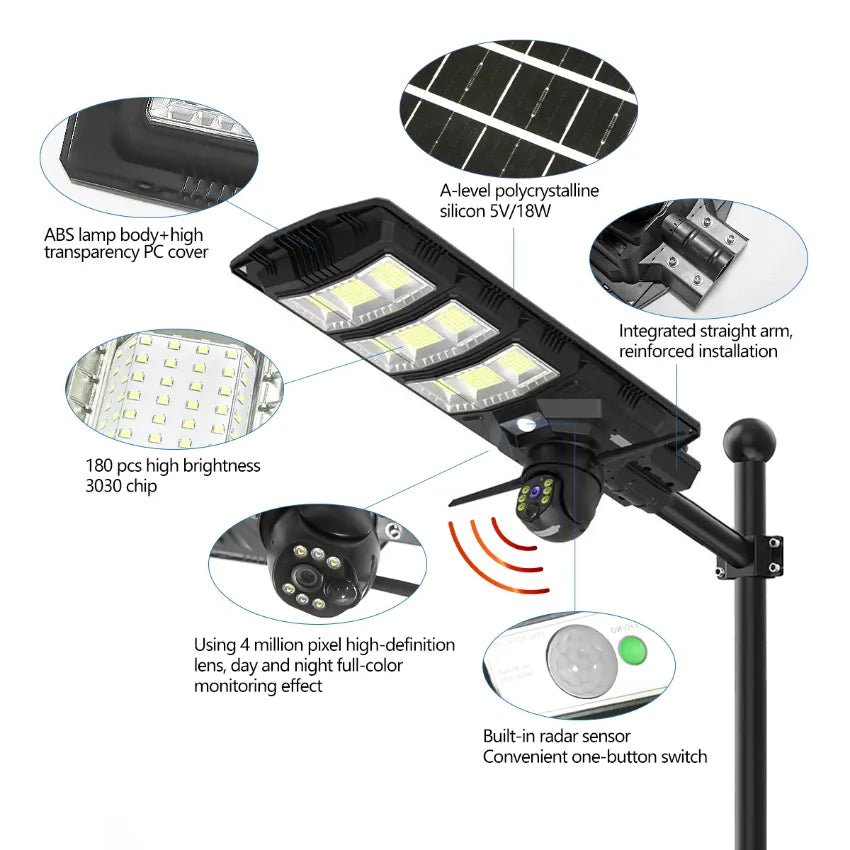"Pre - venta" Foco Solar 300W con Cámara WiFi 2MP HD | 2 en 1 Solar - Olimantech