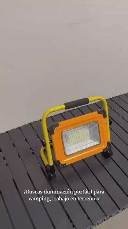 Proyector Solar Portátil 120 LED | Baliza Emergencia | USB Type-C | Soporte Ajustable